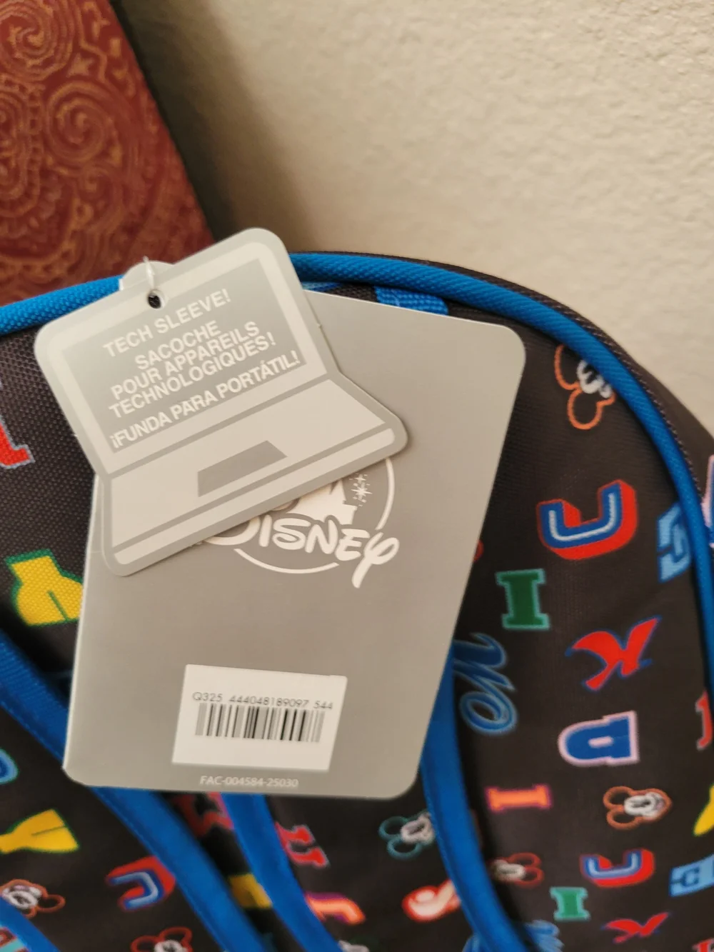 NWT Disney Kids Backpack in Navy with Multicolor Accents with Straps